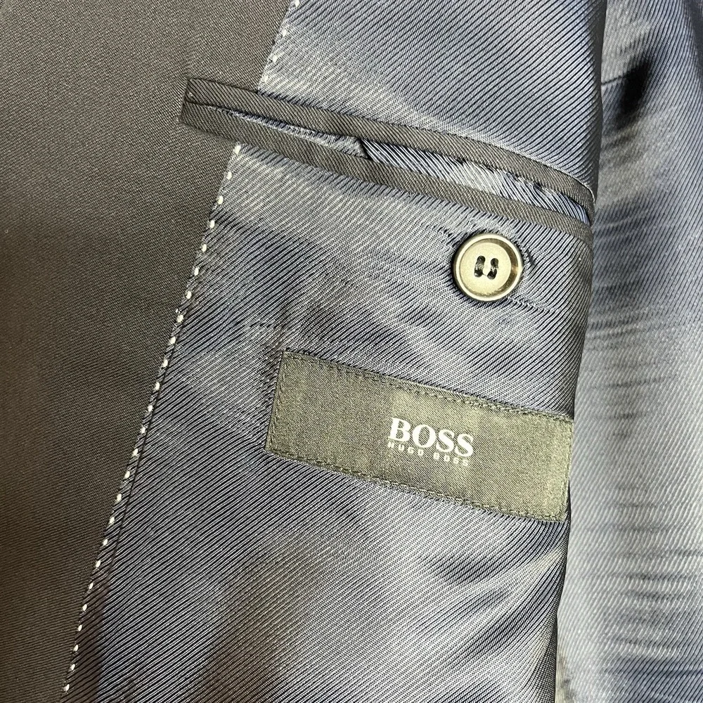 Hugo Boss Blazer Mens 44 R Navy Blue Super 110 Wool Jacket Business Casual